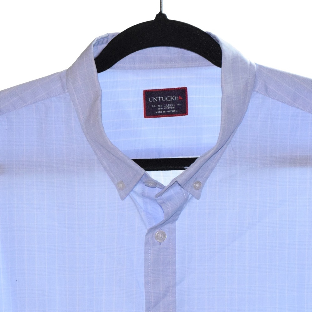 Untuckit (2XL) Blue White Checks Long Sleeve